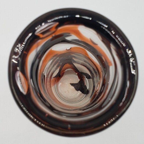 Zwiesel Glas Werksverkauf Orange Amethyst Clear Swirl Cylindrical Art Glass Vase - Picture 2 of 10